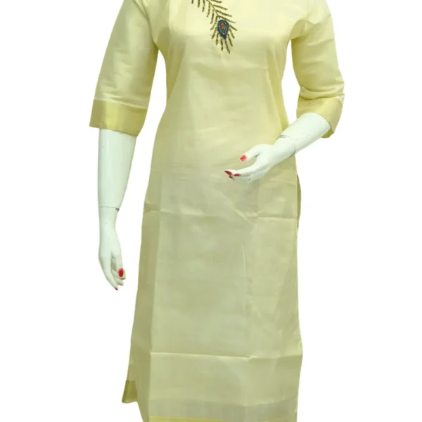 Golden Tissue Silk Cotton Top with Sequins Work and Embroidery Work.