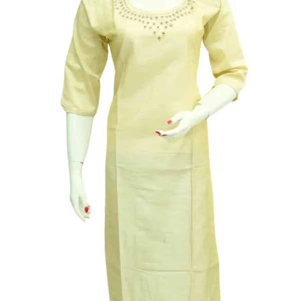 Golden Tissue Silk Cotton Top with Sequins Work and Embroidery Work.