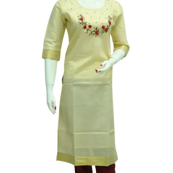 Golden Tissue Silk Top with Sequins Work and Embroidery Work.