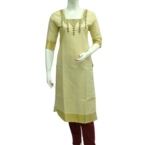 Golden Tissue Silk Cotton Top with Sequins Work and Embroidery Work.