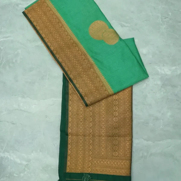 Banarasi Tussar Silk Saree - Green colour with Copper Zari.