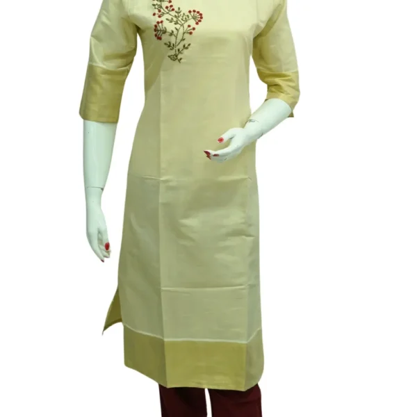 Golden Tissue Silk Cotton Top with Sequins Work and Embroidery Work.
